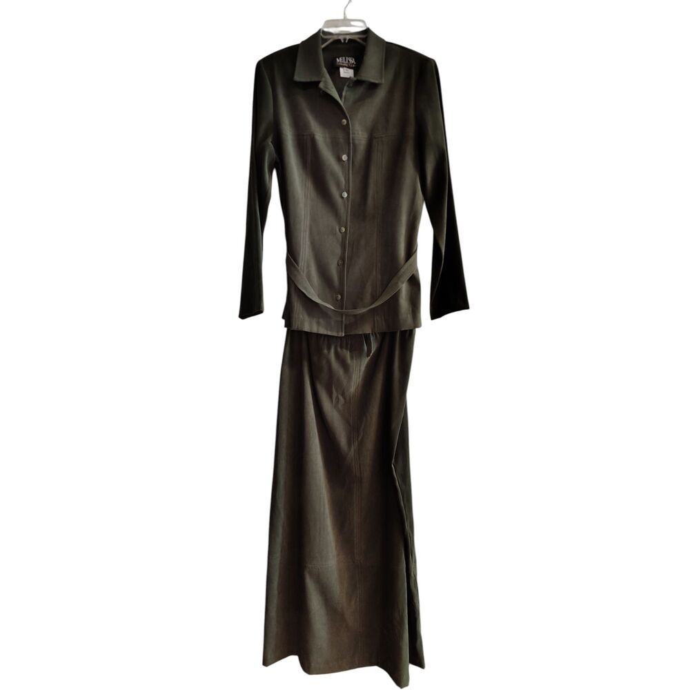 NWT Melissa‎ Collection olive two Piece Skirt Suit